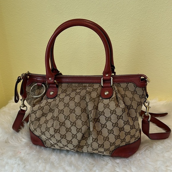💯Authentic Gucci Canvas Brown and Red Women's Bag🍀 - Picture 8 of 15